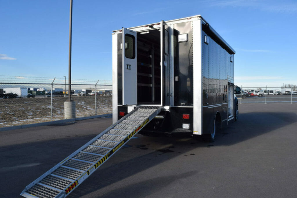 Rear of an EOD vehicle with extended ramp