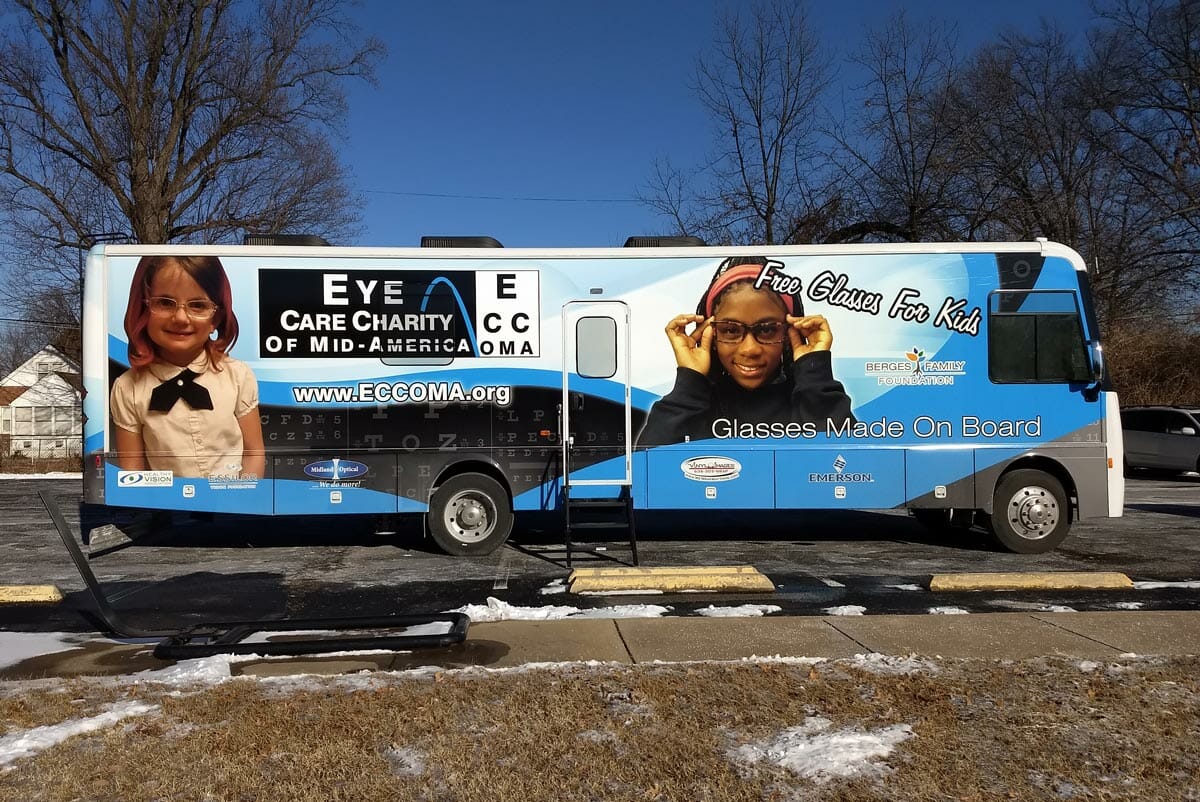 Mobile eye clinic parked outside